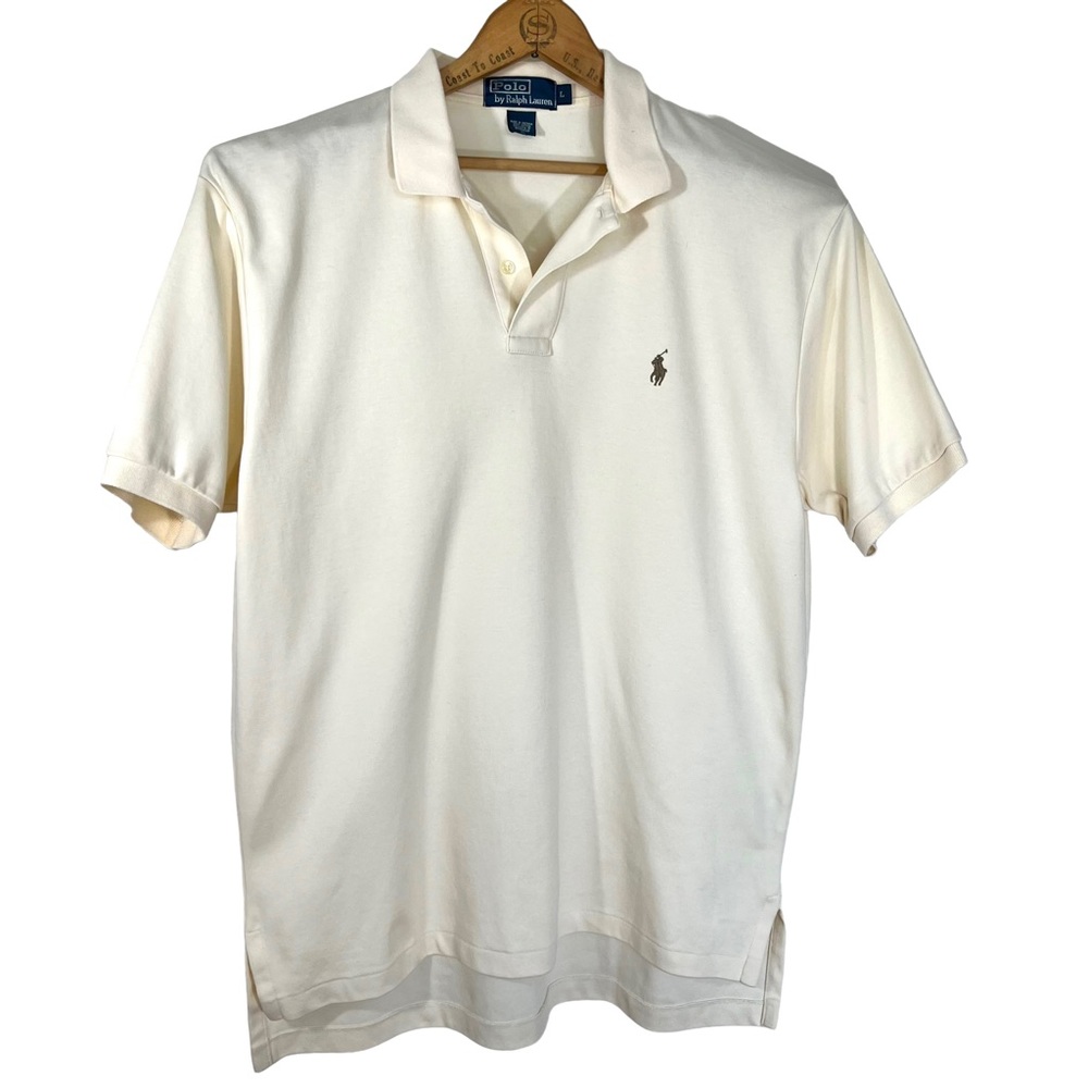 Polo Ralph Lauren Cream Cotton 2 Button Polo Shirt NWOT L
